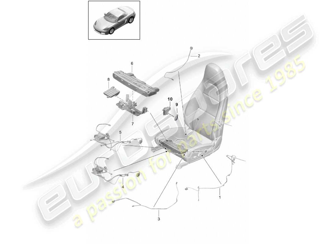 porsche 2024 (718 boxster) kabelbäume schalter steuergerät elektromotor sportsitz teilediagramm