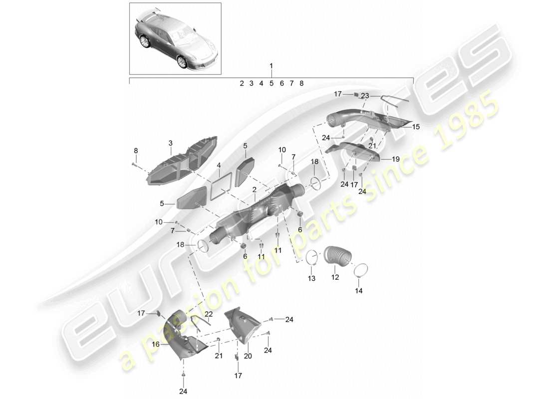 porsche 2021 (991-2 r/gt3/rs) luftfilter gt3 rs-teilediagramm