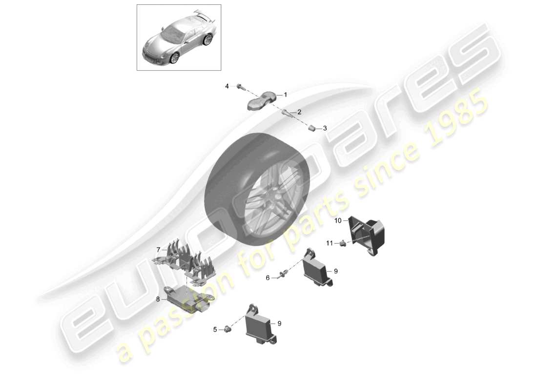 porsche 2021 (991-2 r/gt3/rs) reifendruckkontrollsystem d >>- mj 2017 ersatzteildiagramm