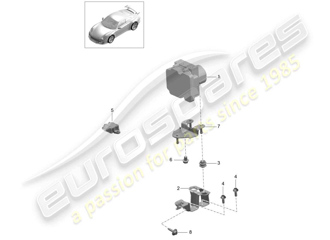 porsche 2021 (991-2 r/gt3/rs) hydraulikaggregat antiblockiersystem -abs- steuer- und regelgerät d - mj 2018>> ersatzteildiagramm