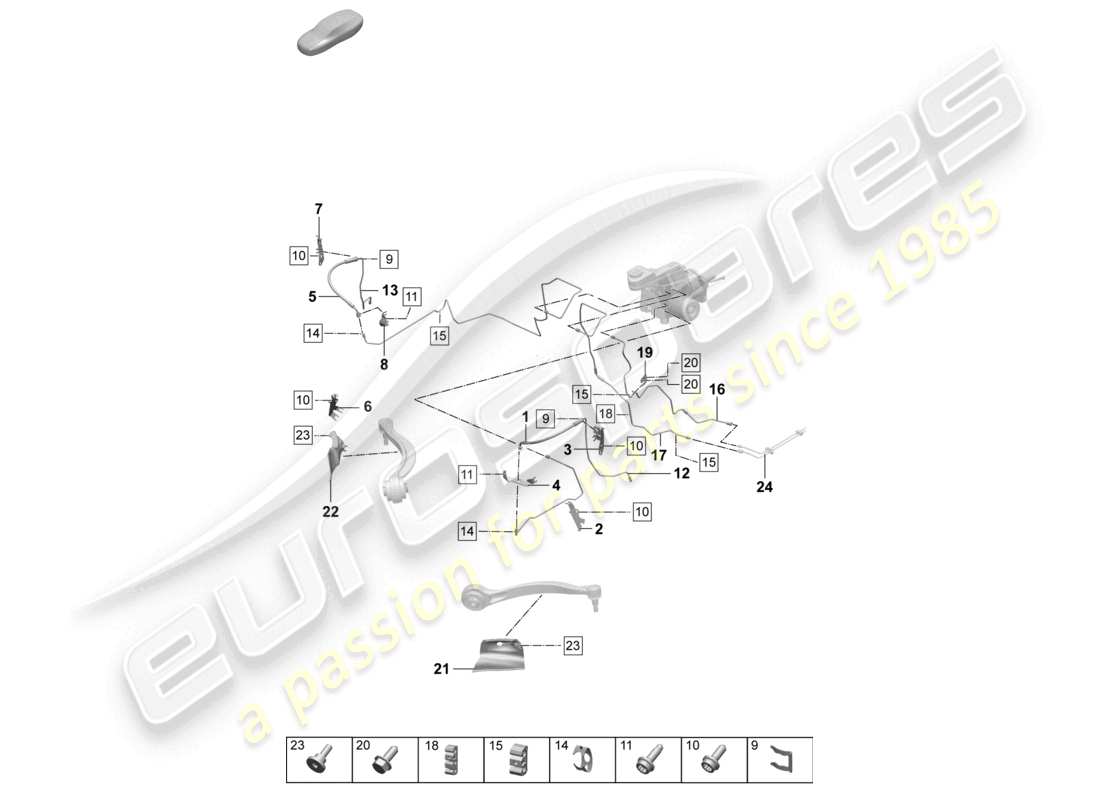 porsche 2025 (macan-e) bremsleitung vorn vorbau teilediagramm