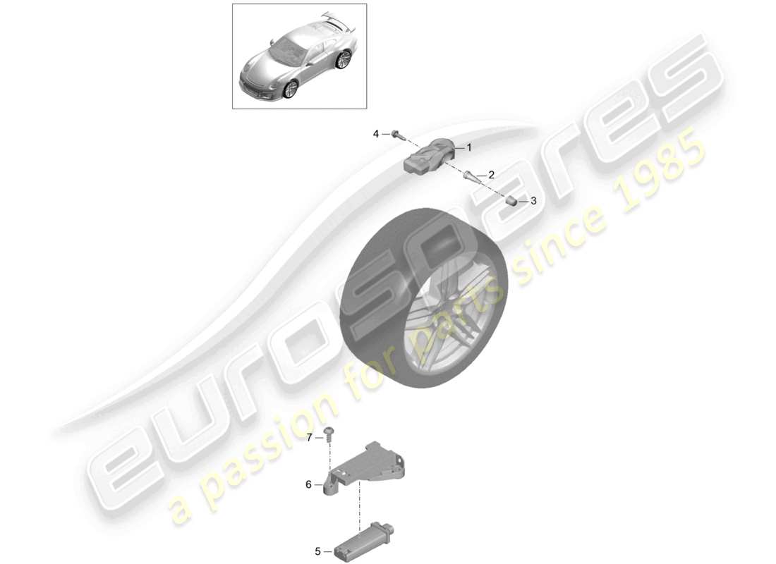 porsche 2021 (991-2 r/gt3/rs) reifendruckkontrollsystem d - mj 2018>> ersatzteildiagramm