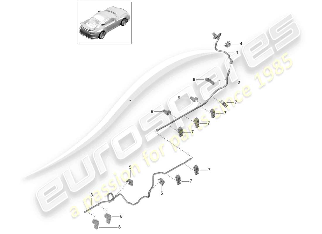 porsche 2021 (991-2 r/gt3/rs) vakuumleitung d - mj 2018>> teilediagramm