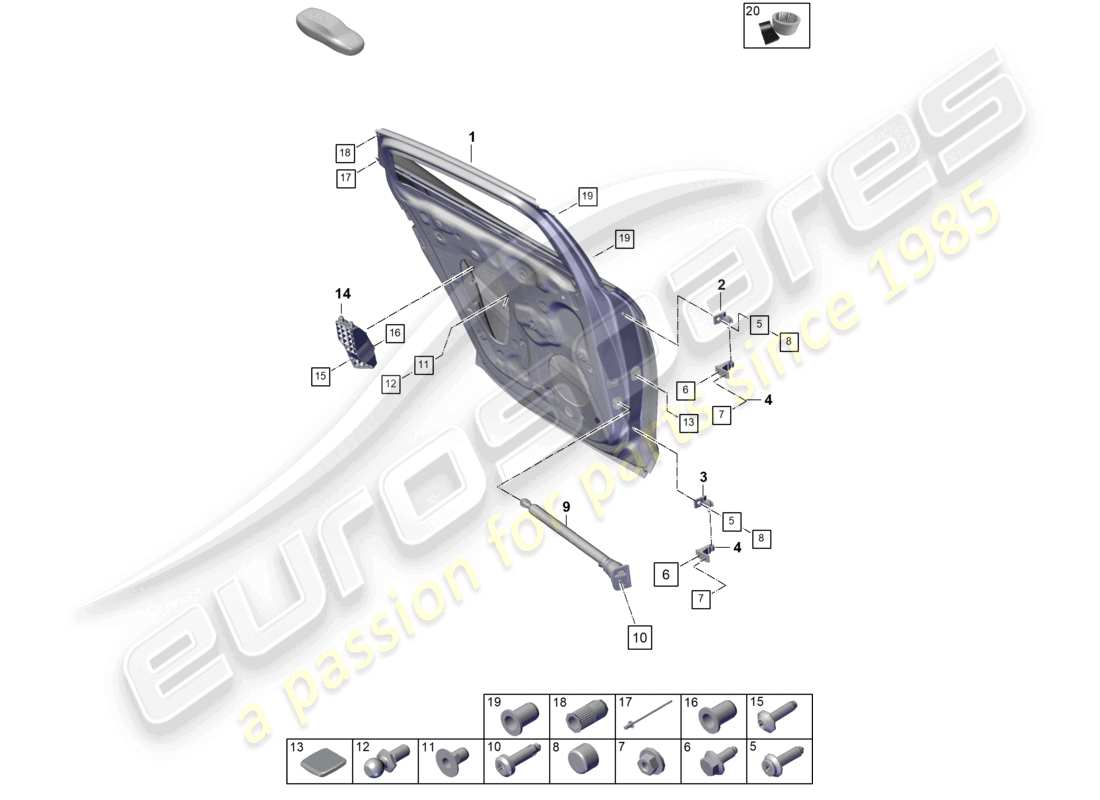 porsche 2025 (panamera 976) türschale hinten ersatzteil-diagramm
