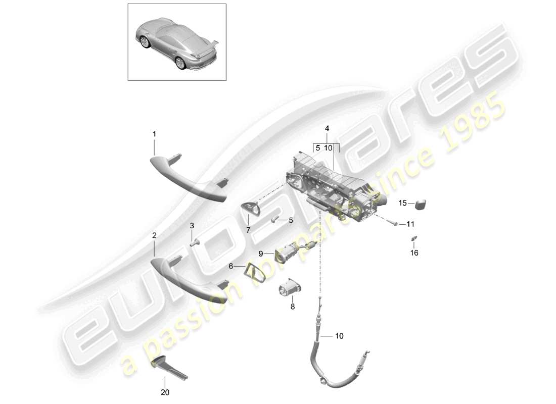 porsche 2021 (991-2 r/gt3/rs) türgriff, außen d - mj 2018>> ersatzteildiagramm