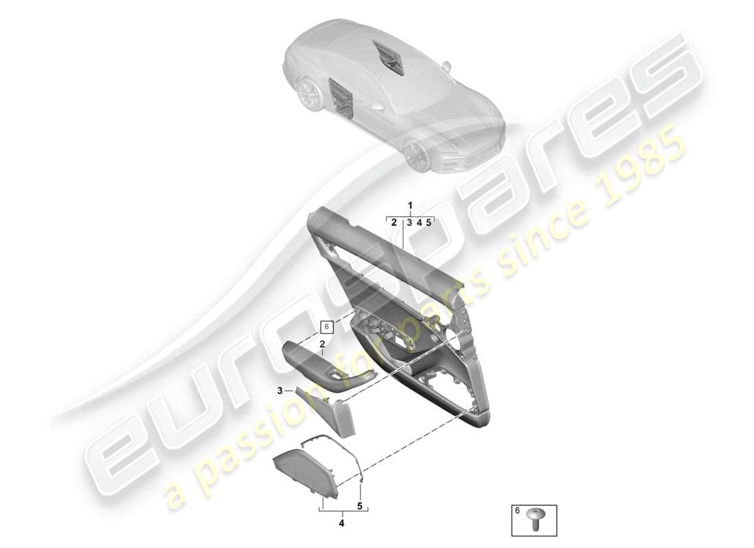 porsche 2024 (panamera 976) türverkleidung hintertüren kunstleder/leder teilediagramm