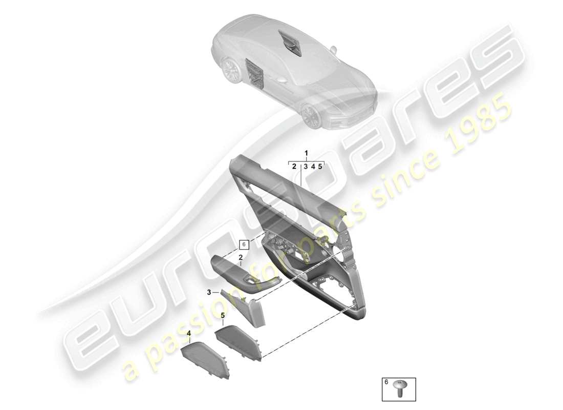 porsche 2024 (panamera 976) türverkleidung hintere türen für fahrzeuge mit lederausstattung teilediagramm