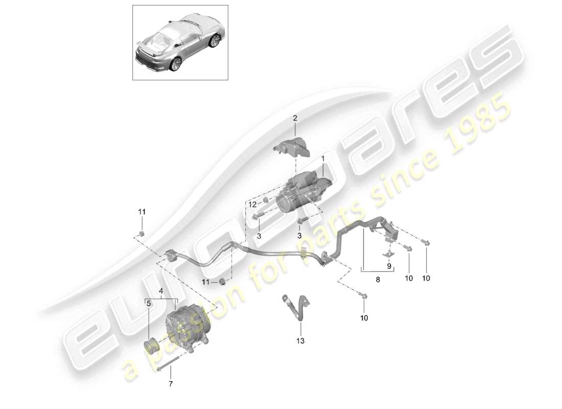 porsche 2021 (991-2 r/gt3/rs) starter lichtmaschine masseleitung teilediagramm