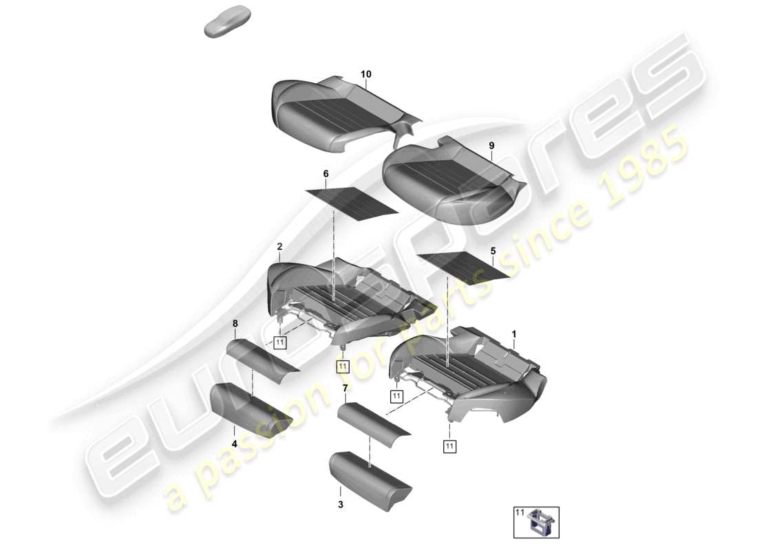 porsche 2026 (panamera 976) schaumstoffteil rücksitzpolster sitzbezug teilediagramm