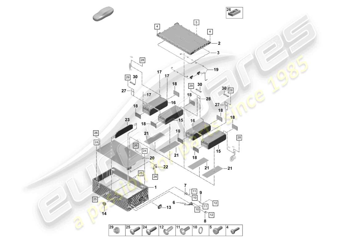 porsche 2024 (panamera 971-2) hochvoltbatterie hybrid einzelteile teilediagramm