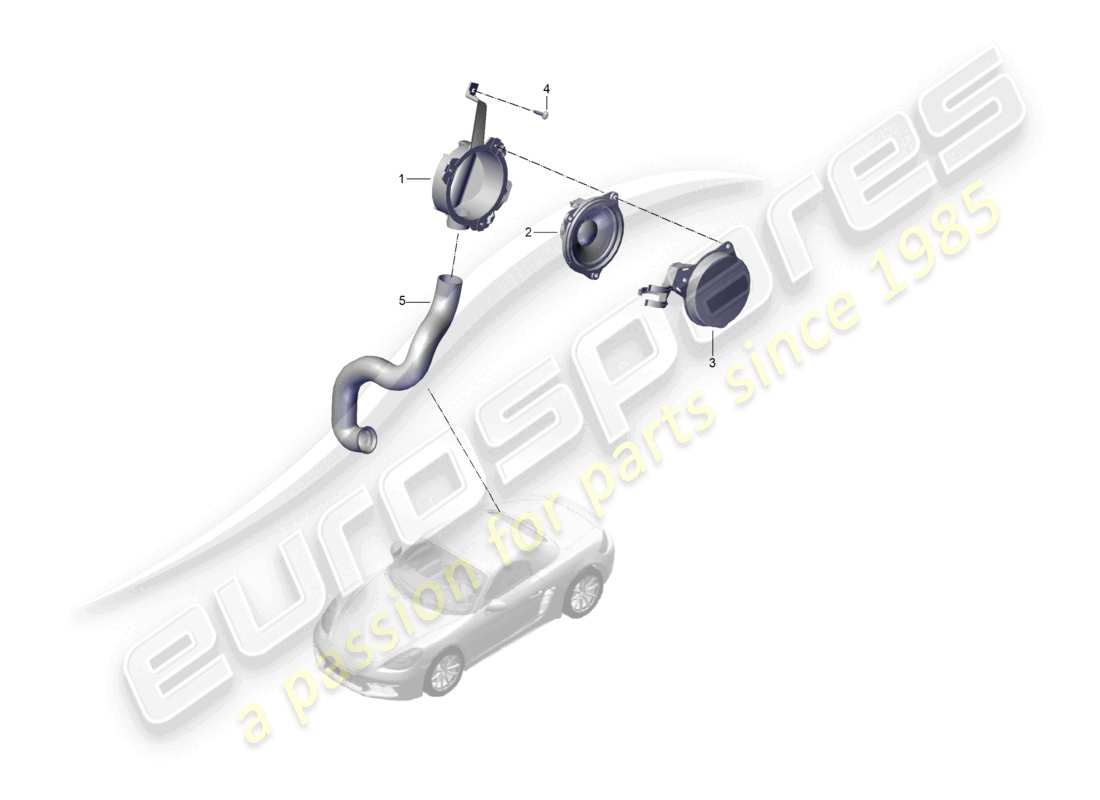 porsche 2023 (718 boxster) soundaktuator für motorsoundsystem teilediagramm