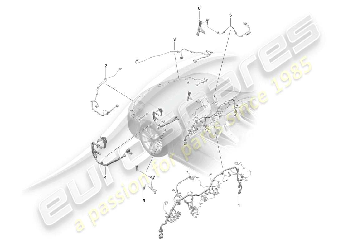 porsche 2023 (718 boxster) kabelbäume armaturenbrett vorn verkleidung lenkung vorderachsdifferential teilediagramm