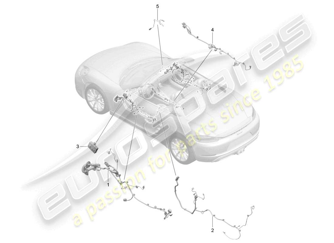 porsche 2022 (718 boxster) kabelbäume türen mittelkonsole steuergerät türen verdecksteuerung teilediagramm