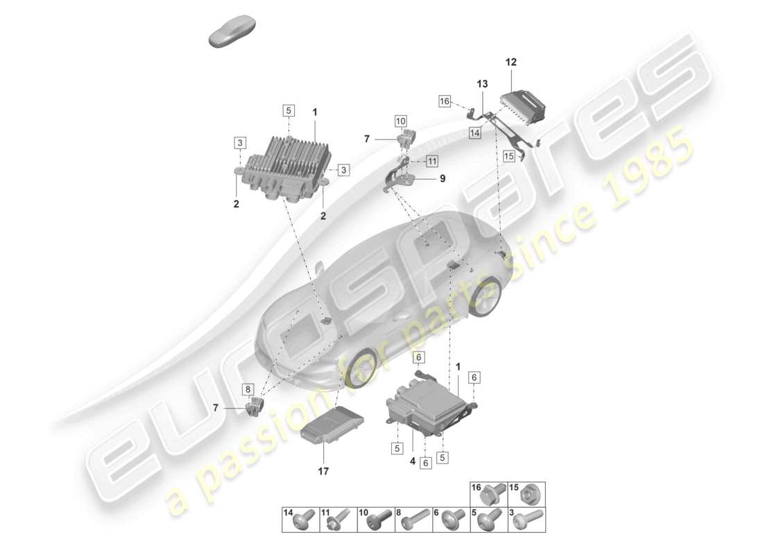 porsche 2023 (taycan 9j1-1) steuergerät für aktive wankstabilisierung steuergerät für adaptives fahrwerk teilediagramm