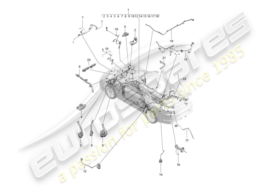 porsche 2021 (991-2 r/gt3/rs) kabelbäume fahrgastraum- und teilabschnittskabelbaum d >>- mj 2017 ersatzteildiagramm