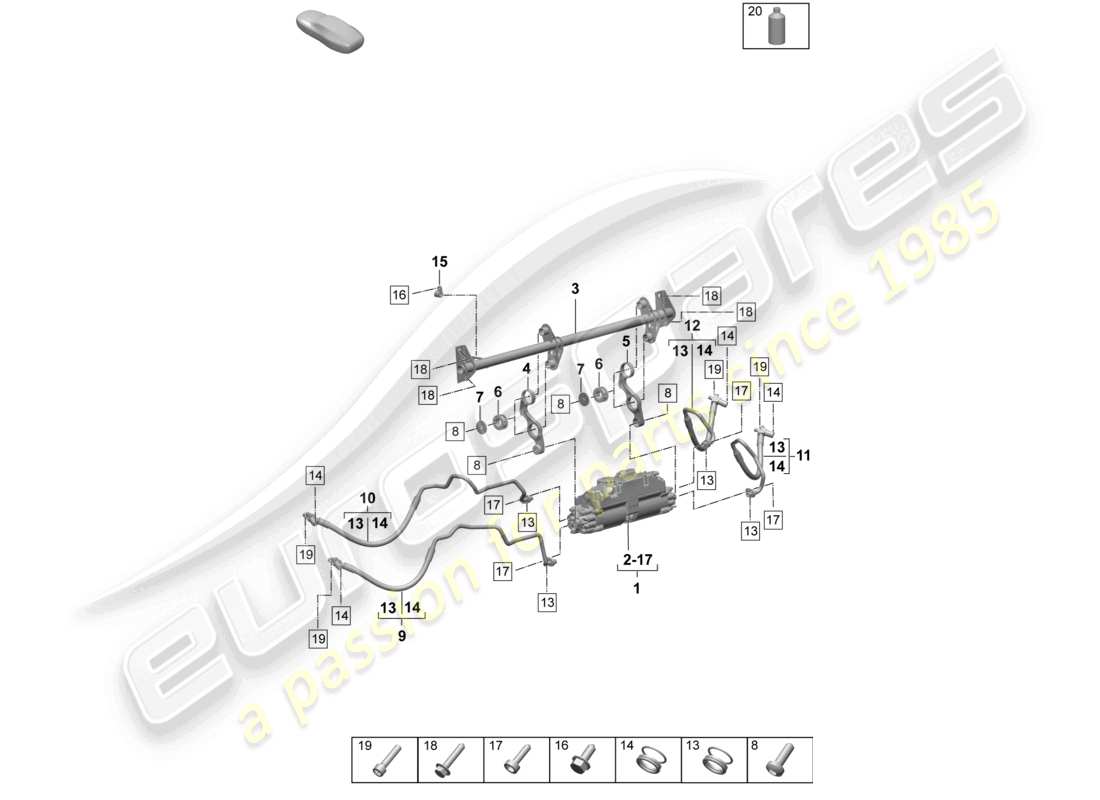 porsche 2025 (taycan 9j1-2) aktive elektrische dämpfungsregelung teilediagramm