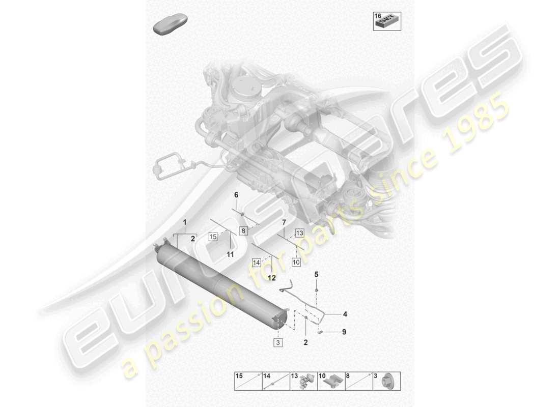 porsche 2023 (taycan 9j1-1) druckspeicher luftleitung teilediagramm