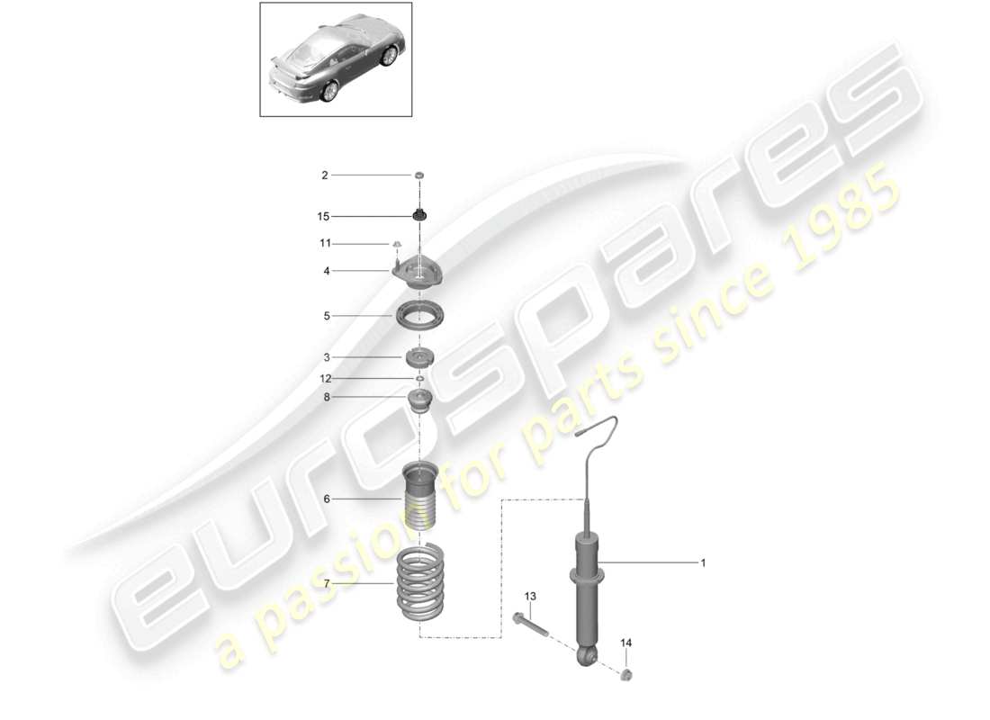 porsche 2021 (991-2 r/gt3/rs) stoßdämpfer schraubenfeder d - mj 2018>> ersatzteildiagramm
