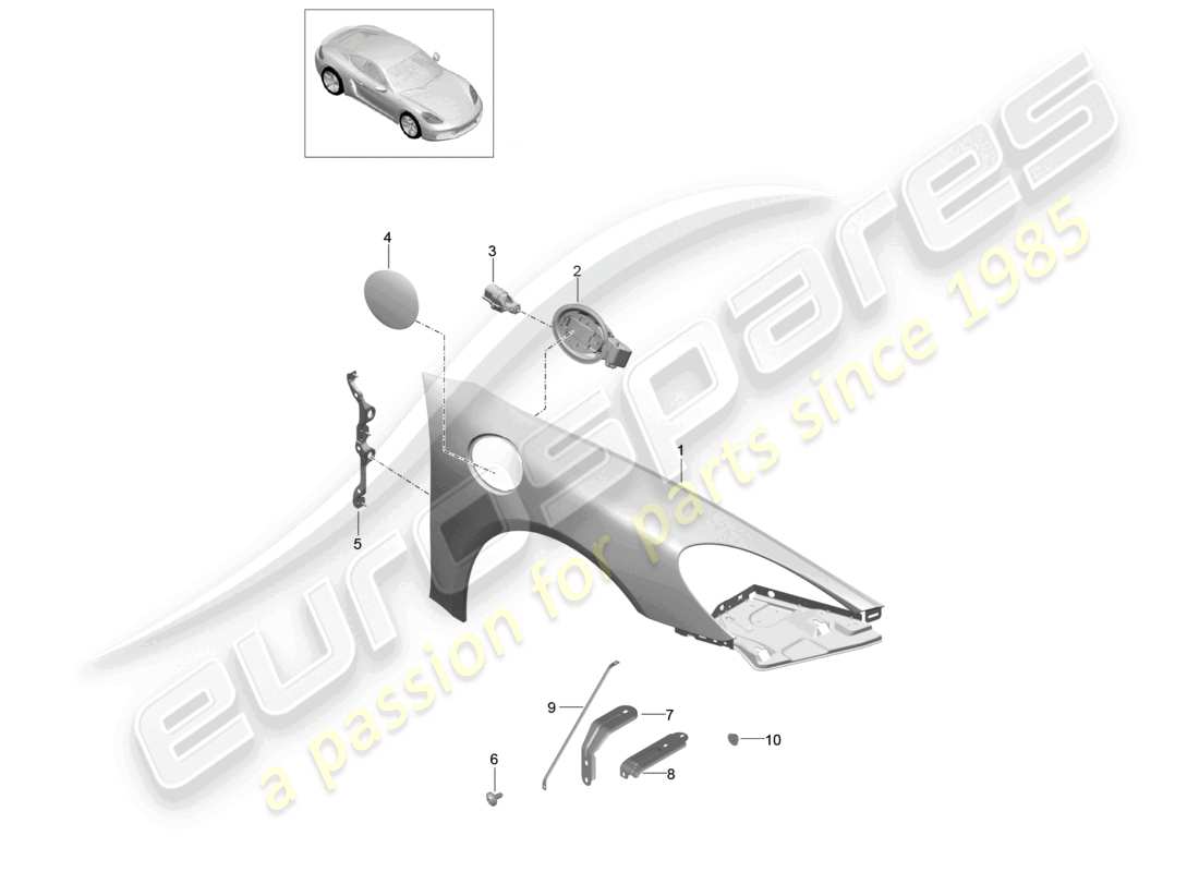 porsche 2023 (718 cayman) flügel teilediagramm