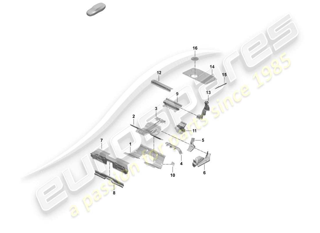 porsche 2025 (taycan 9j1-2) hinteres ende hintere bodenplatte sitzstütze teilediagramm
