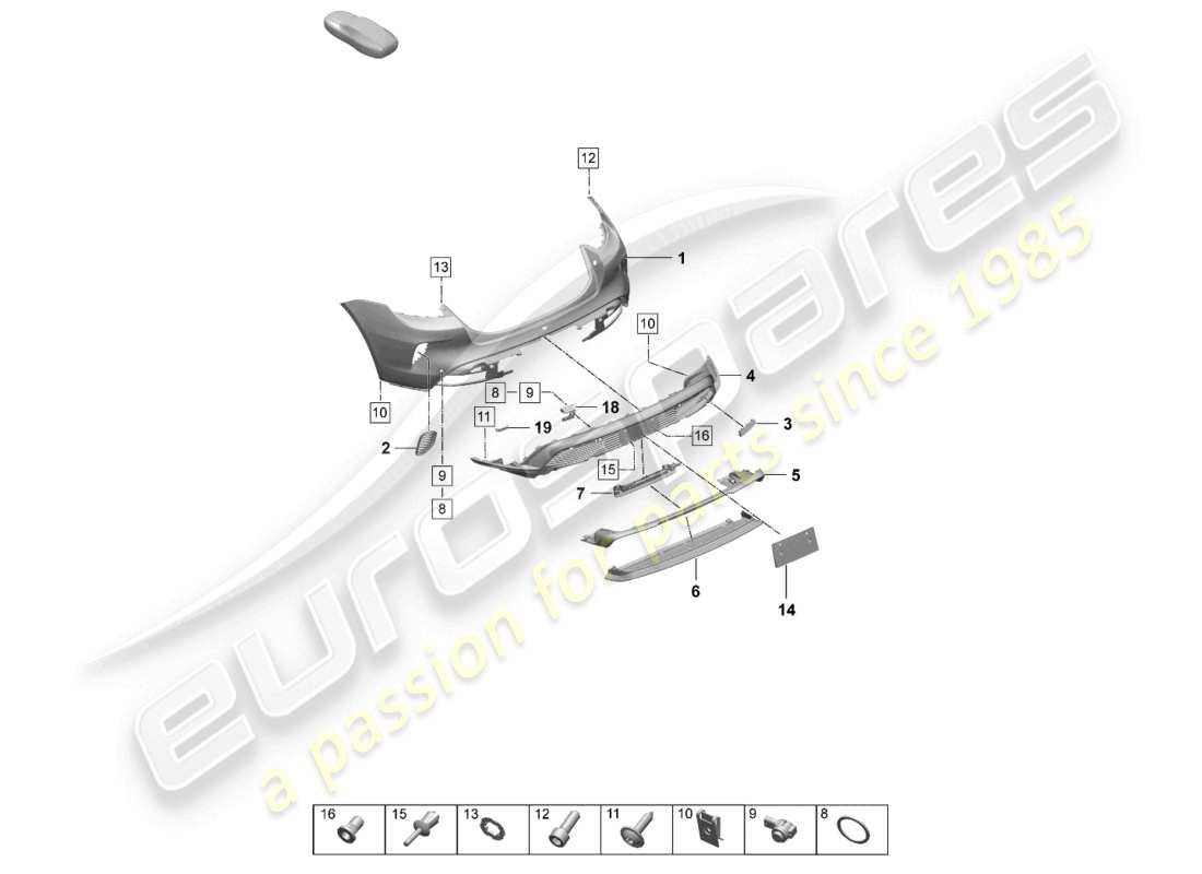 porsche 2025 (taycan 9j1-2) stoßstange hinten turbo teile diagramm