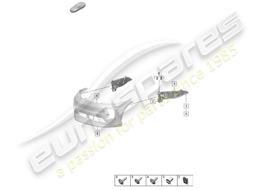 porsche 2026 (macan-e) befestigungselemente vordere stoßstange teilediagramm