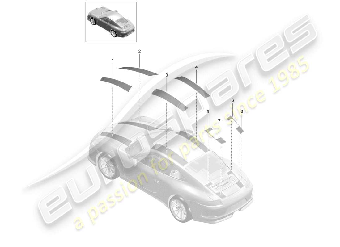 porsche 2021 (991-2 r/gt3/rs) dekorfolie 911 r teilediagramm