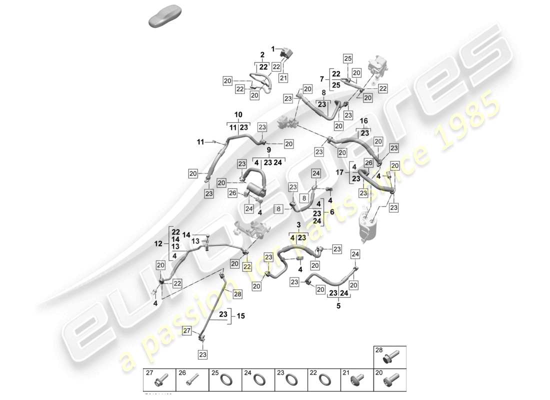 porsche 2025 (macan-e) klimaanlage kältemittelleitung mit: wärmepumpe teilediagramm