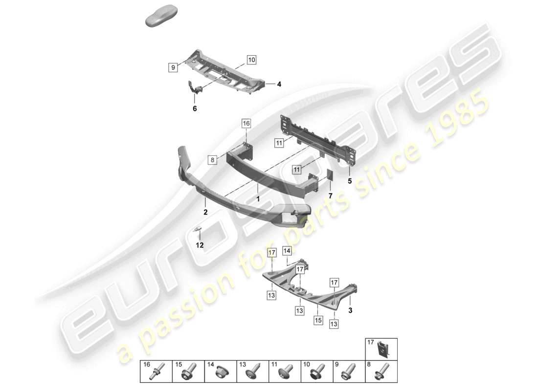 porsche 2026 (taycan 9j1-2) stoßfängerträger vorn crashverstärkung teilediagramm