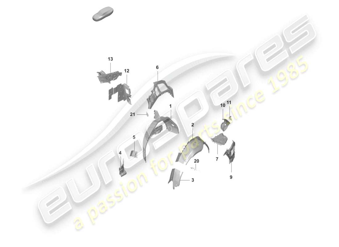 porsche 2023 (taycan 9j1-1) seitenwand, innen hinten ersatzteilzeichnung