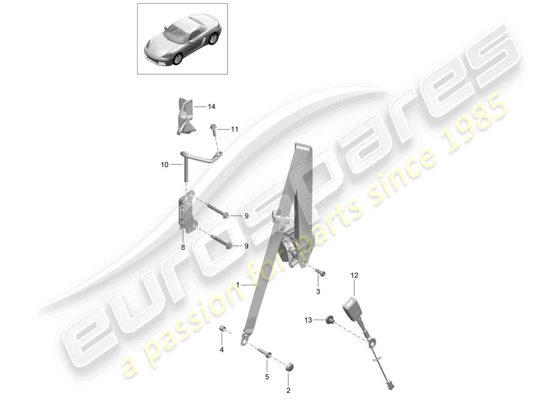 porsche 2023 (718 boxster) dreipunkt-sicherheitsgurt – teilediagramm