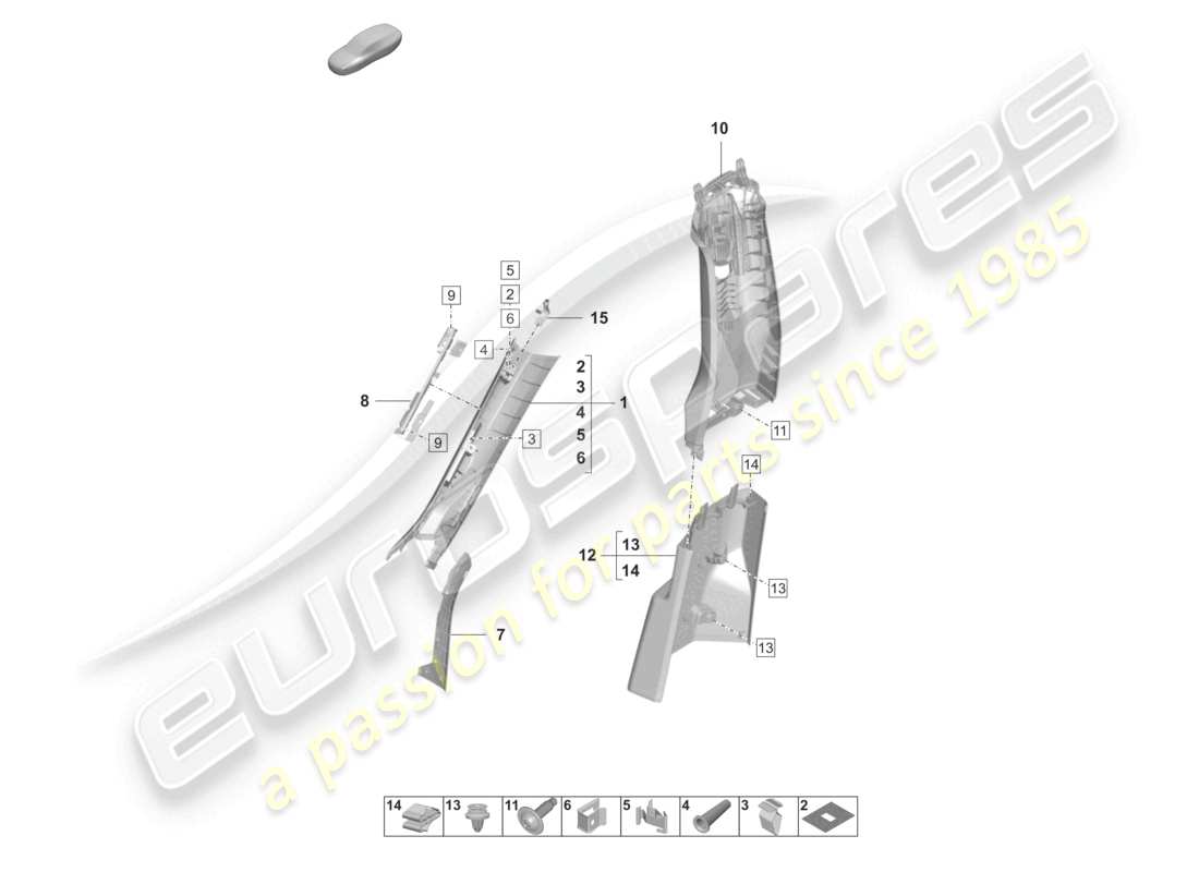 porsche 2025 (taycan 9j1-2) a-säulenverkleidung obere b-säulenverkleidung teileübersicht