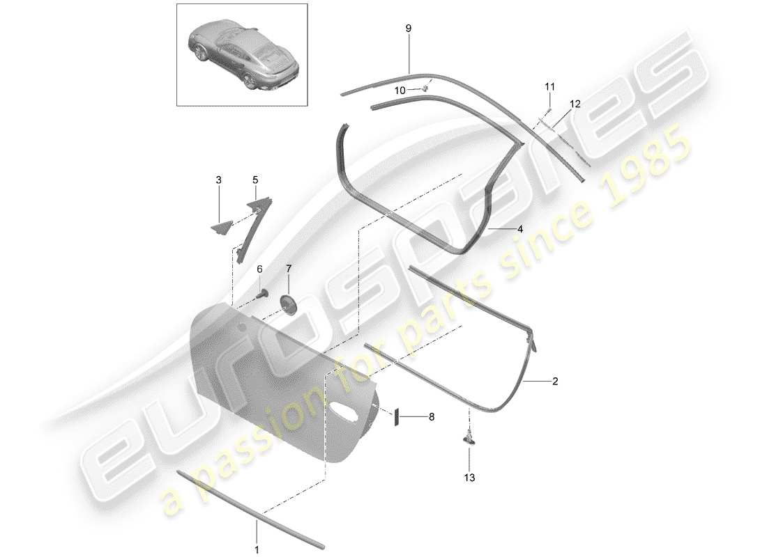 porsche 2018 (991-2 turbo) türdichtung ersatzteildiagramm