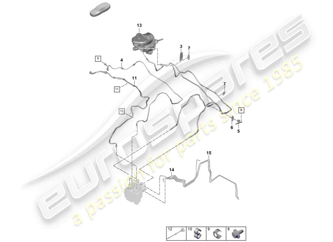 porsche 2026 (panamera 976) bremsleitung bremsleitung von der hydroeinheit zum kühlmittelausgleichsbehälter teilediagramm