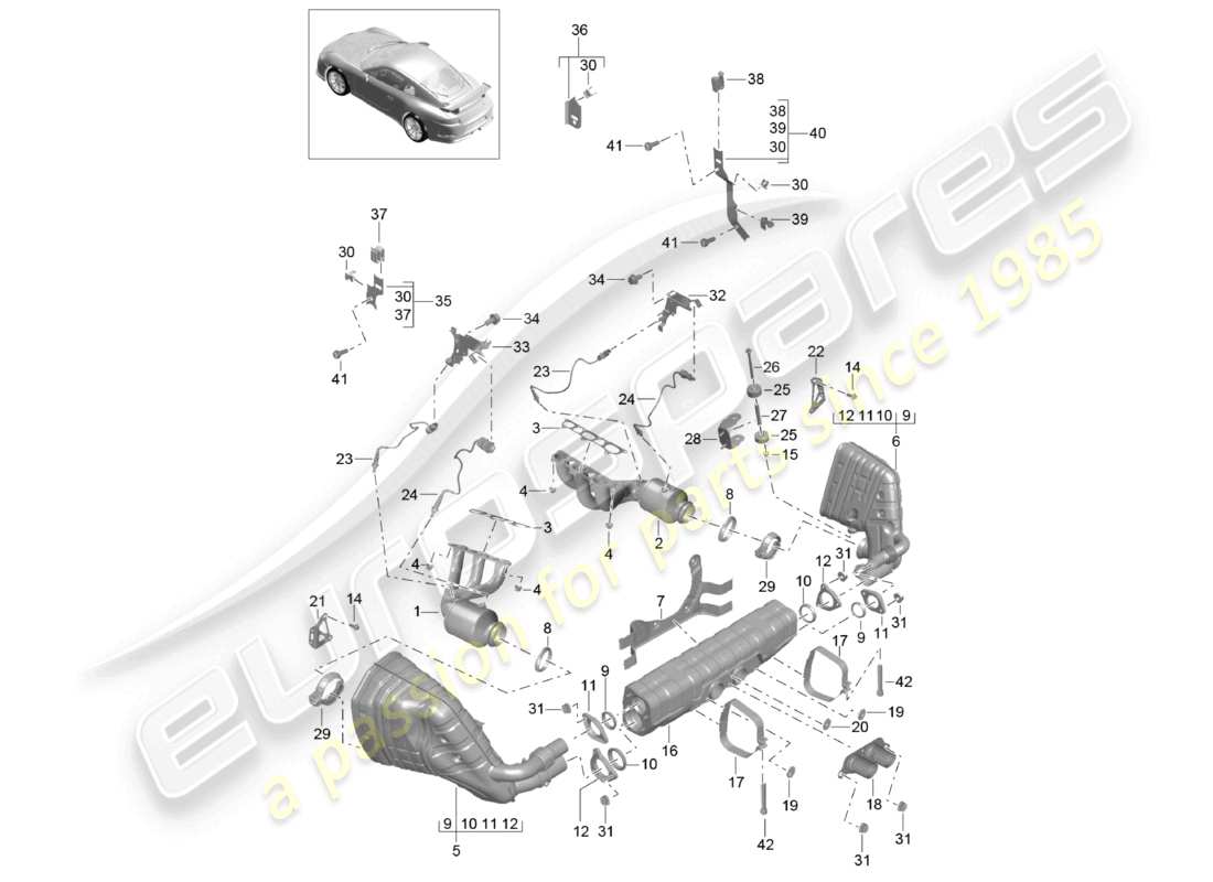 porsche 2021 (991-2 r/gt3/rs) abgassystem gt3 rs 911 r teilediagramm