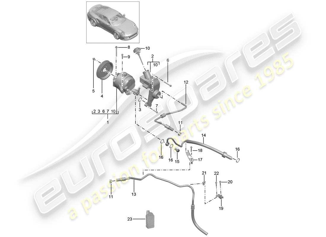 porsche 2018 (991-2 turbo) hydraulikleitung ersatzteildiagramm