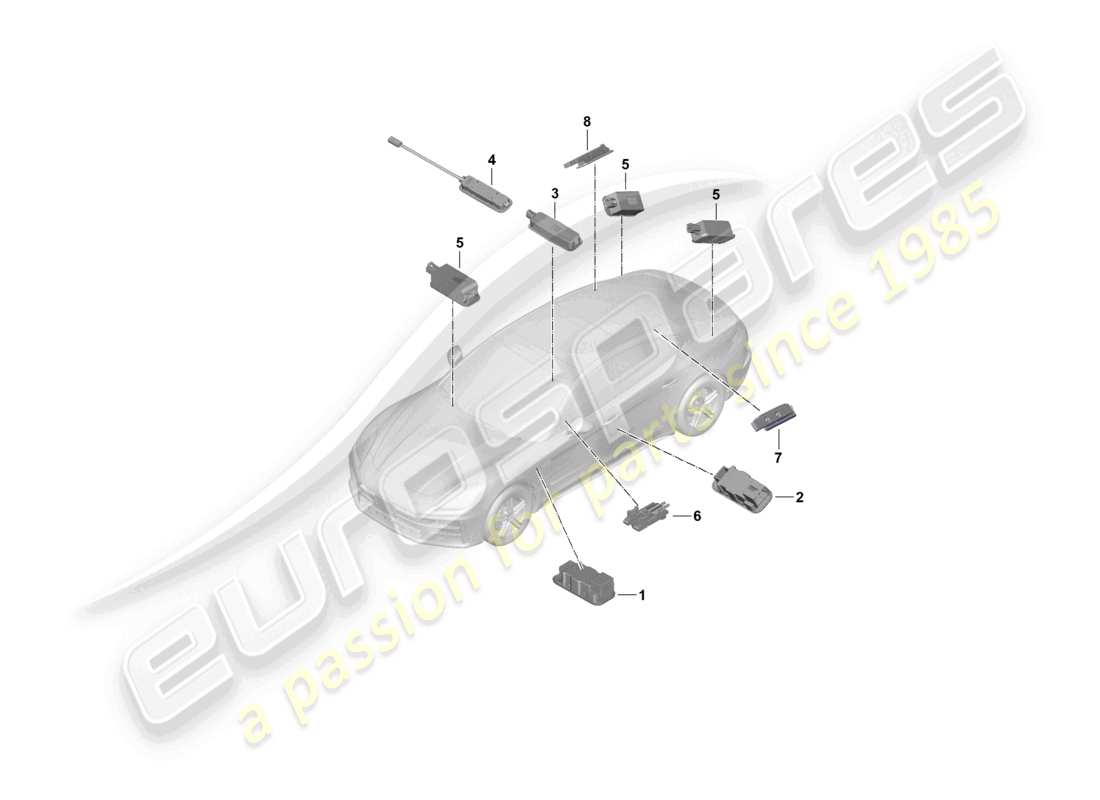 porsche 2024 (panamera 976) innenbeleuchtung dachverkleidung fußraumbeleuchtung handschuhfach mittelkonsole gepäckraum außenspiegel teilediagramm
