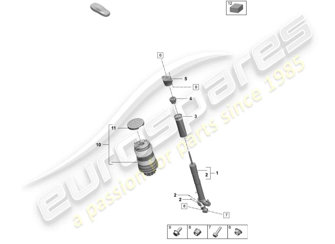porsche 2025 (taycan 9j1-2) luftfederung stoßdämpfer teilediagramm