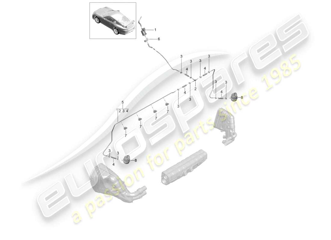 porsche 2021 (991-2 r/gt3/rs) abgassystem vakuumsystem teilediagramm