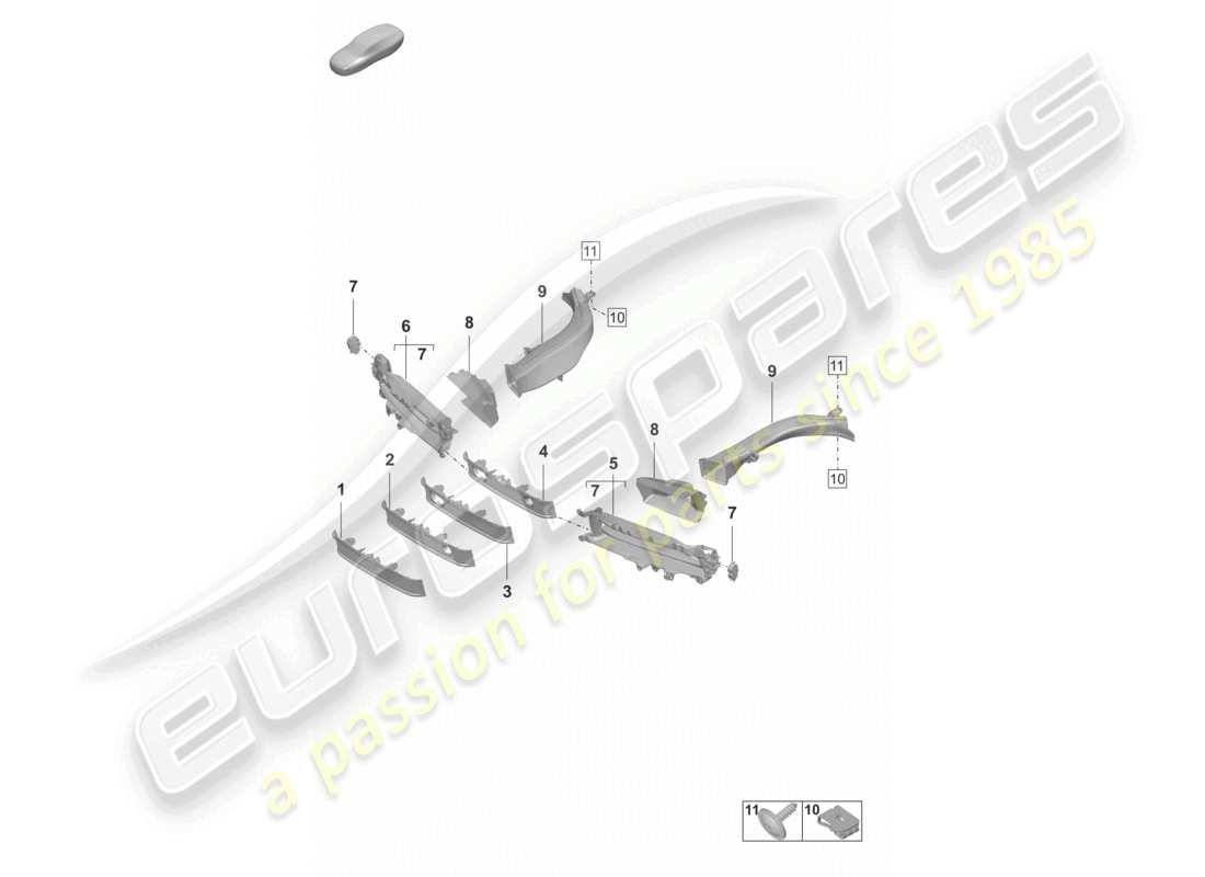 porsche 2025 (taycan 9j1-2) luftführung frontstoßstange ersatzteildiagramm
