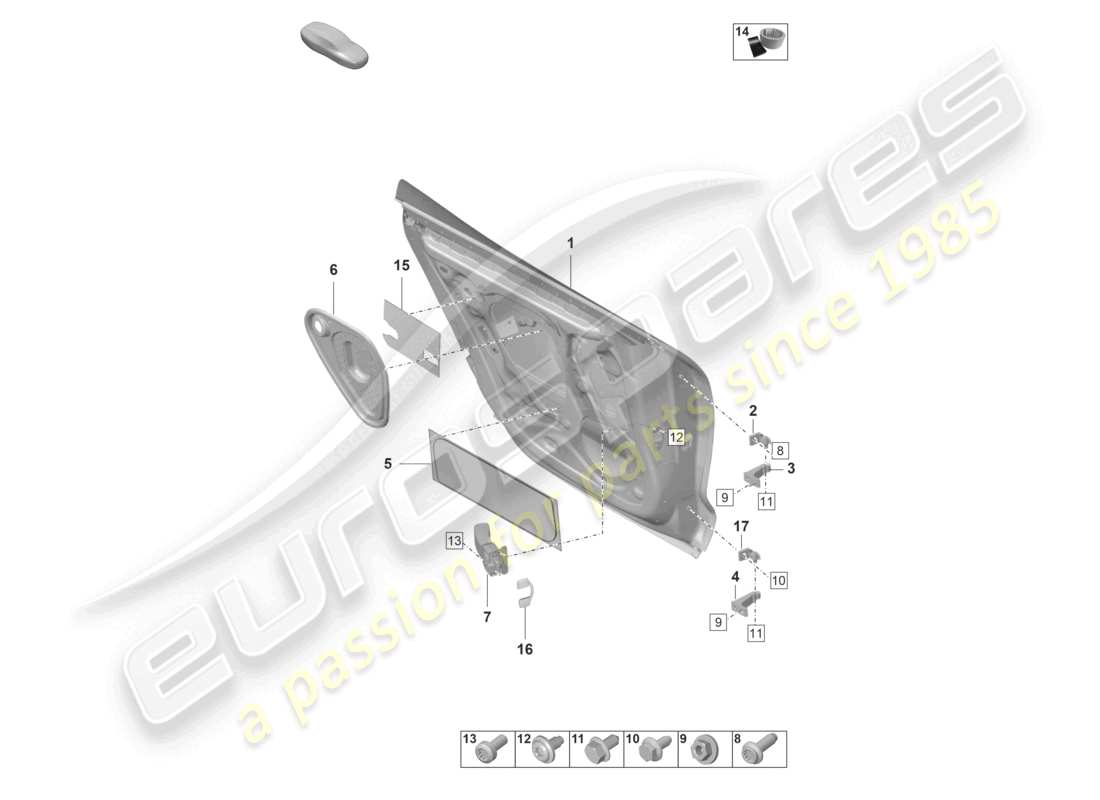 porsche 2023 (taycan 9j1-1) türschale hinten ersatzteil-diagramm