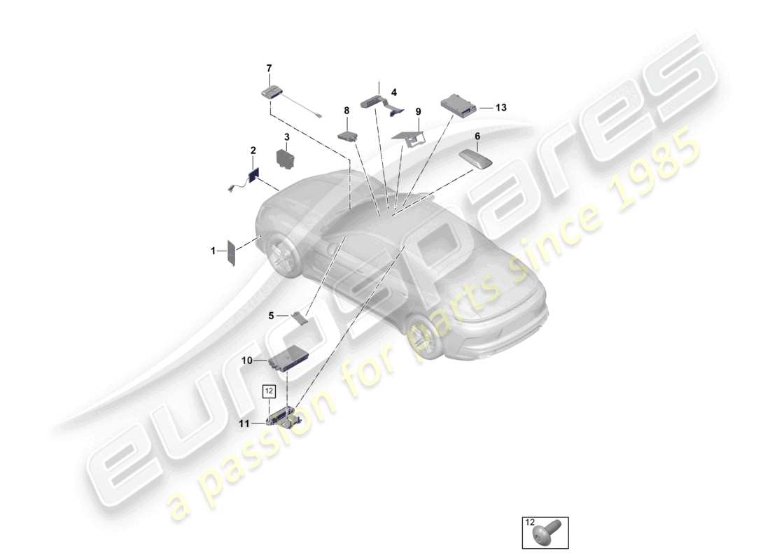 porsche 2024 (panamera 976) antenne vorne teilediagramm