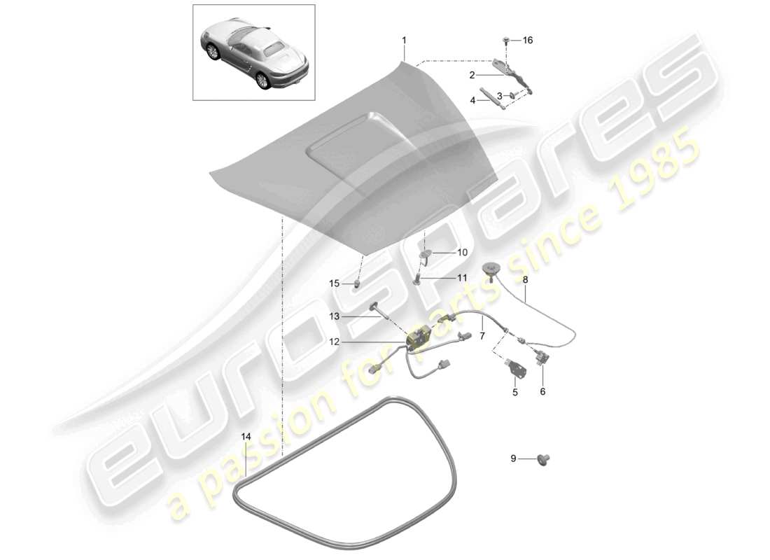porsche 2023 (718 boxster) abdeckung hinten teilediagramm
