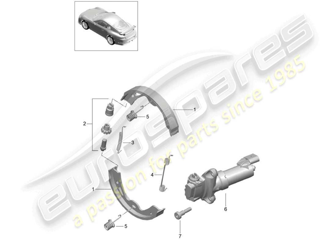 porsche 2021 (991-2 r/gt3/rs) feststellbremse d - mj 2018>> ersatzteildiagramm