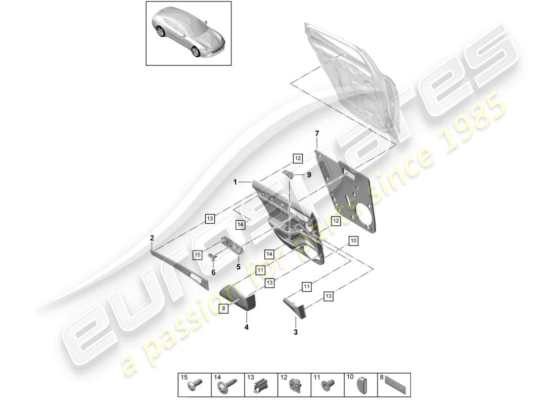porsche 2021 (panamera 971-1) türverkleidung hinten kunstleder sport turismo ersatzteildiagramm