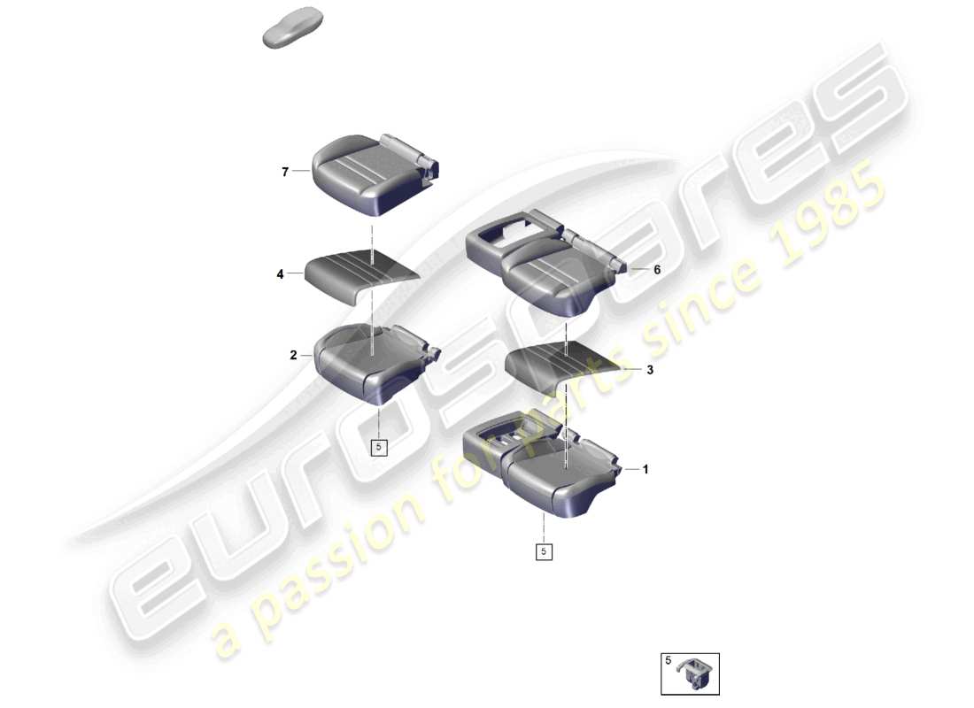 porsche 2025 (cayenne e3 pa) schaumstoffteil rücksitzpolster sitzbezug teilediagramm