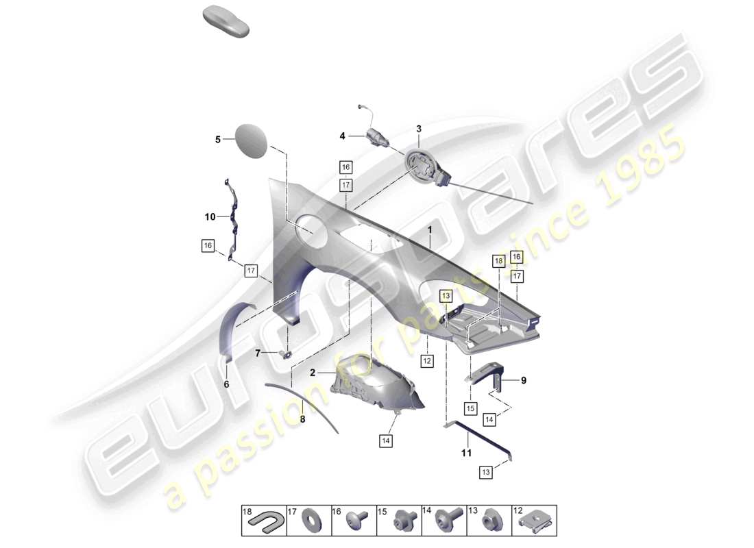 porsche 2022 (718 boxster spyder) wing-teilediagramm