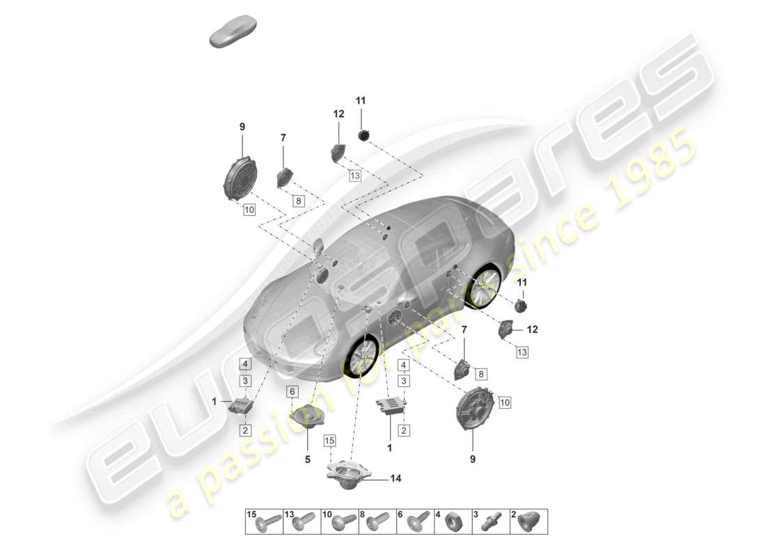 porsche 2023 (992-1) lautsprecher-teilediagramm
