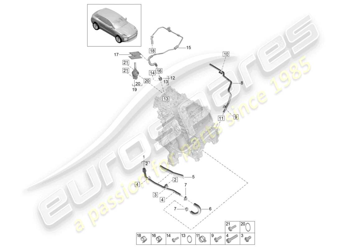 porsche 2023 (macan) kühlmittelkühlsystem 1 ersatzteildiagramm