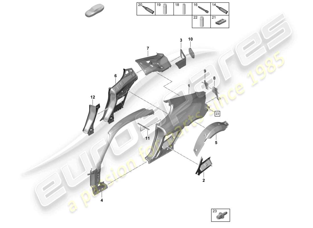 porsche 2021 (718 cayman gt4) seitenteil teilediagramm